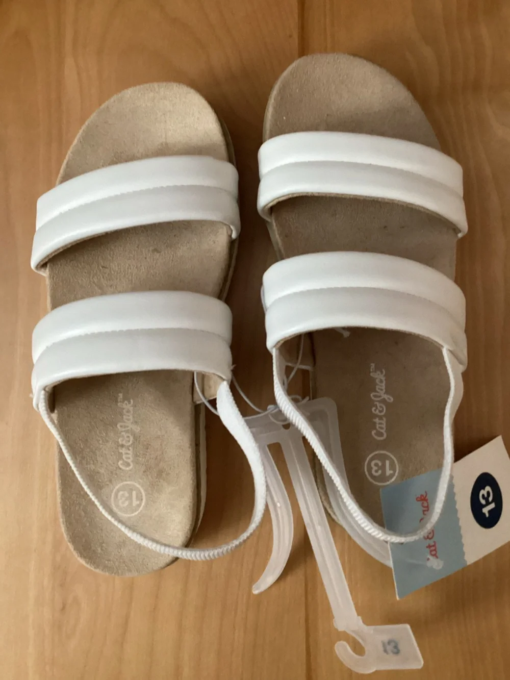 Cat & Jack White Double-Strap Girls' 13 Slingback Sandals